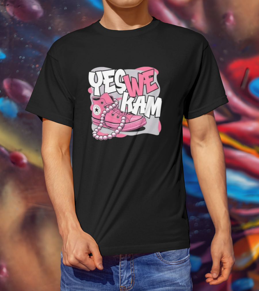 Yes We Kam Pink Boot Pearl Converse Sneaker T-Shirt