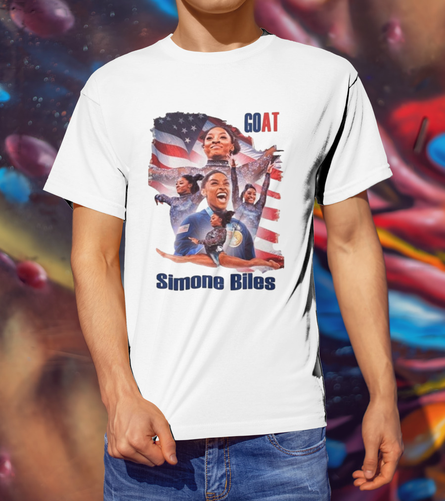 Simone Biles GOAT American Flag T-Shirt