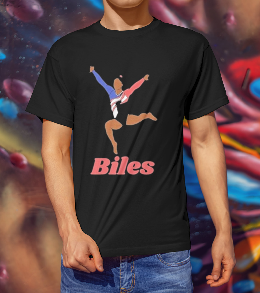Biles Gymnastics Athlete In Flag Colors T-Shirt