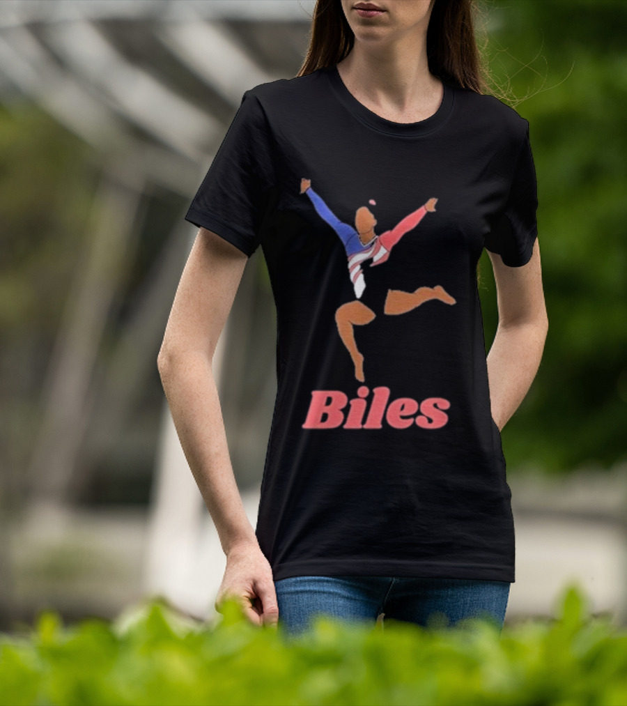 Biles Gymnastics Athlete In Flag Colors T-Shirt