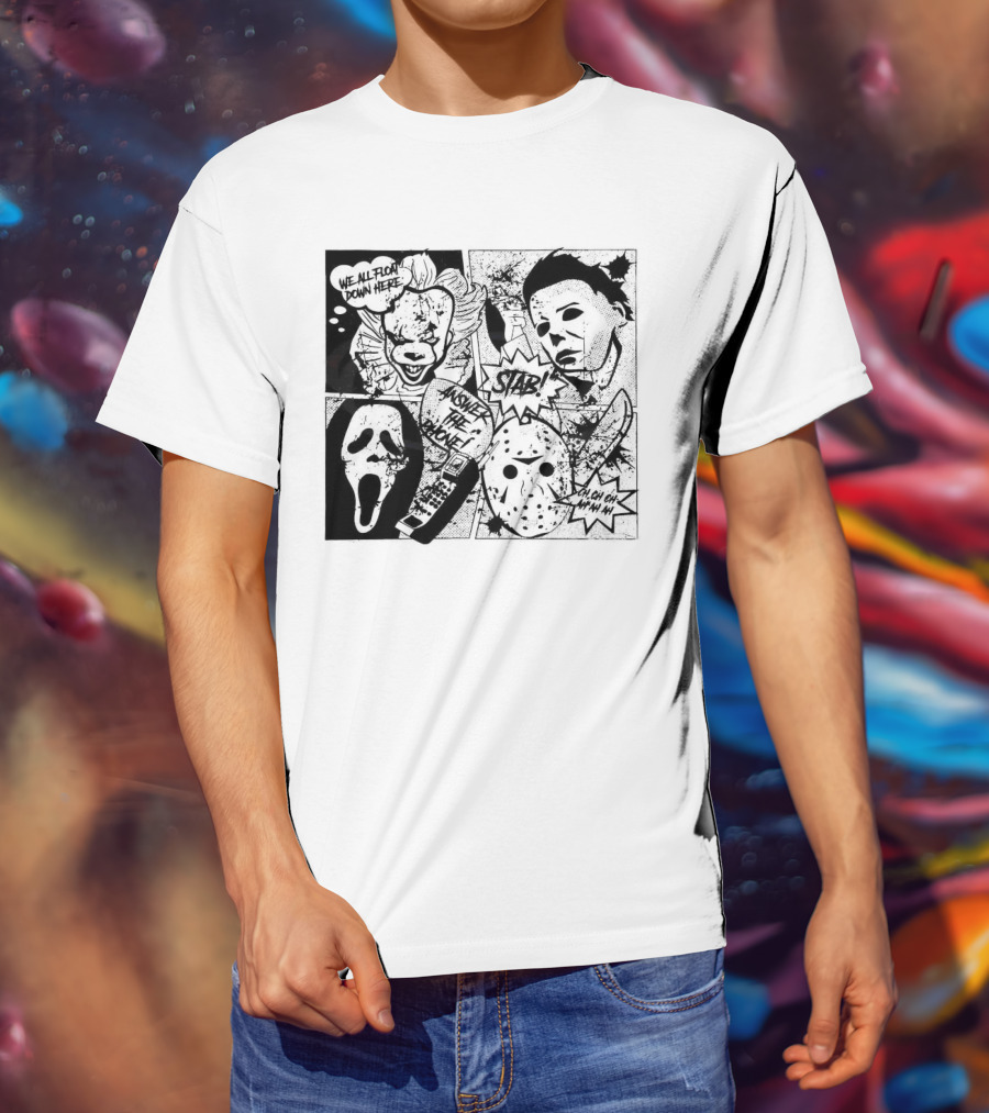 Horror Icons Mashup: We All Float Down Here Answer The Phone Stab Oh Oh Oh Wh Wh Wh T-Shirt