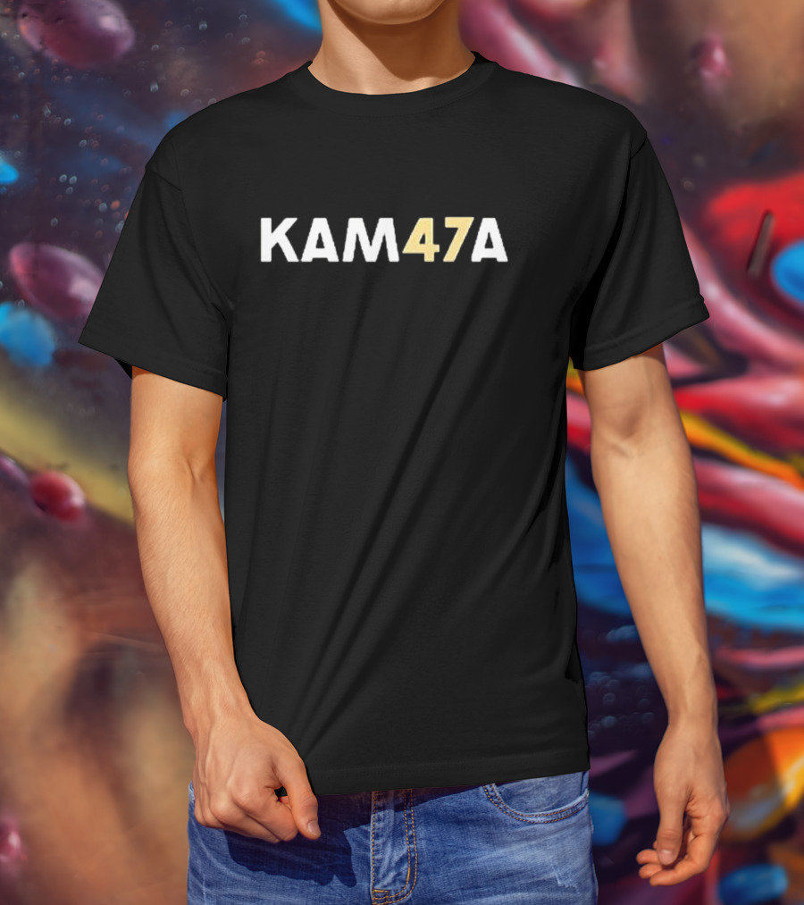 Men’s KAM47A Print Casual Black KAM47A Lettering T-Shirt