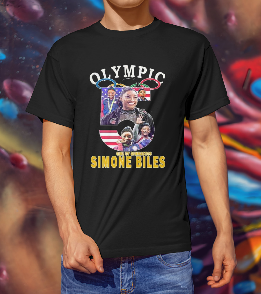 Olympic Five Rings Girl Of Gymnastics Simone Biles T-Shirt