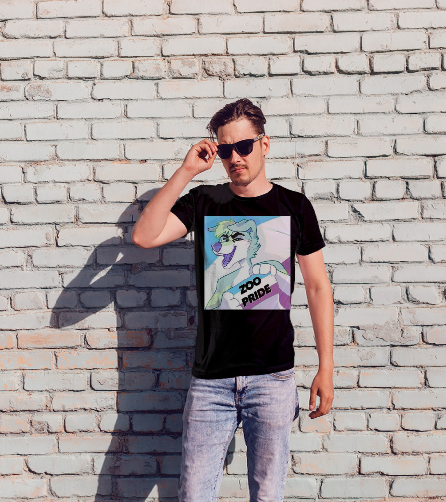 Zoo Pride Furry Character Holding Flag T-Shirt