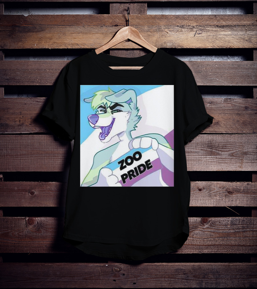 Zoo Pride Furry Character Holding Flag T-Shirt