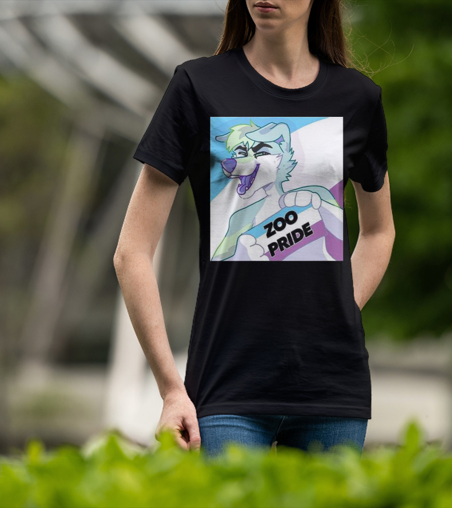 Zoo Pride Furry Character Holding Flag T-Shirt