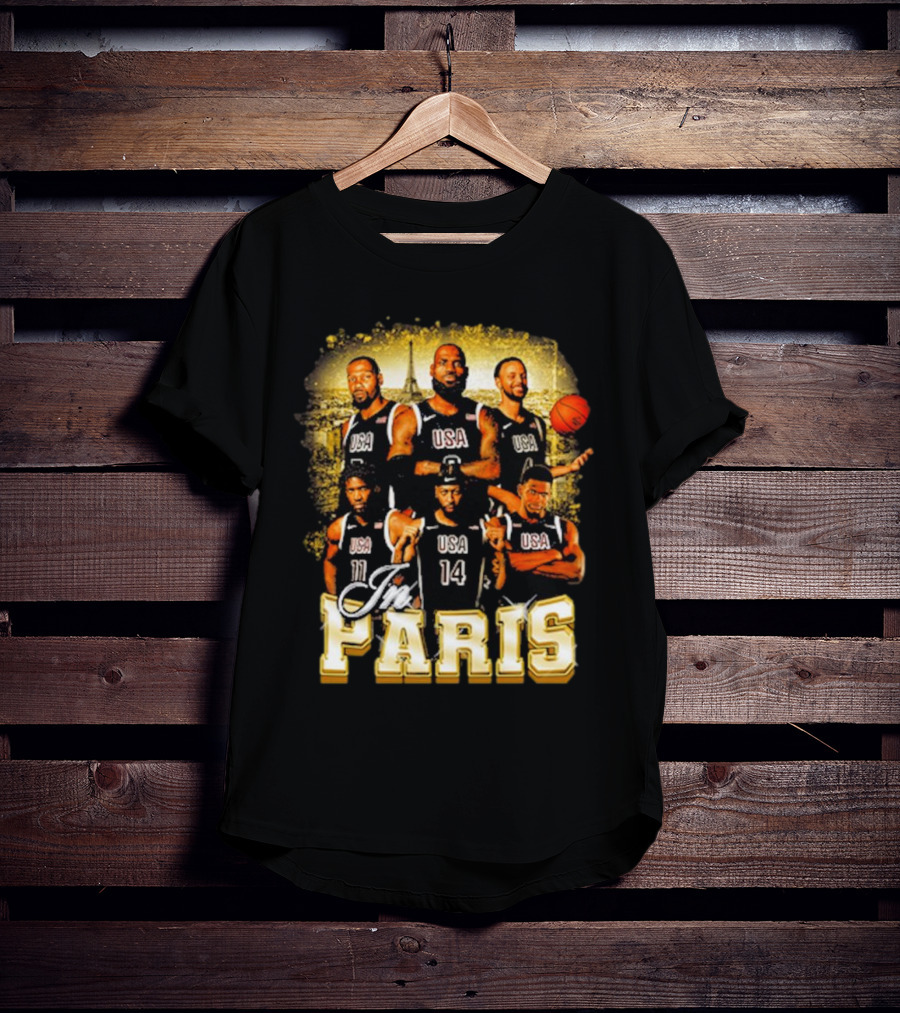 USA Basketball Players In Paris Eiffel Tower T-Shirt