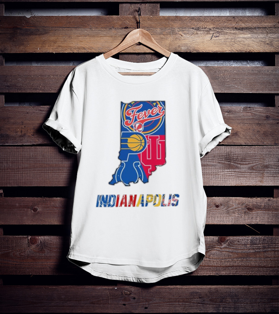 Indianapolis Fever Pacers IU Colts Map T-Shirt