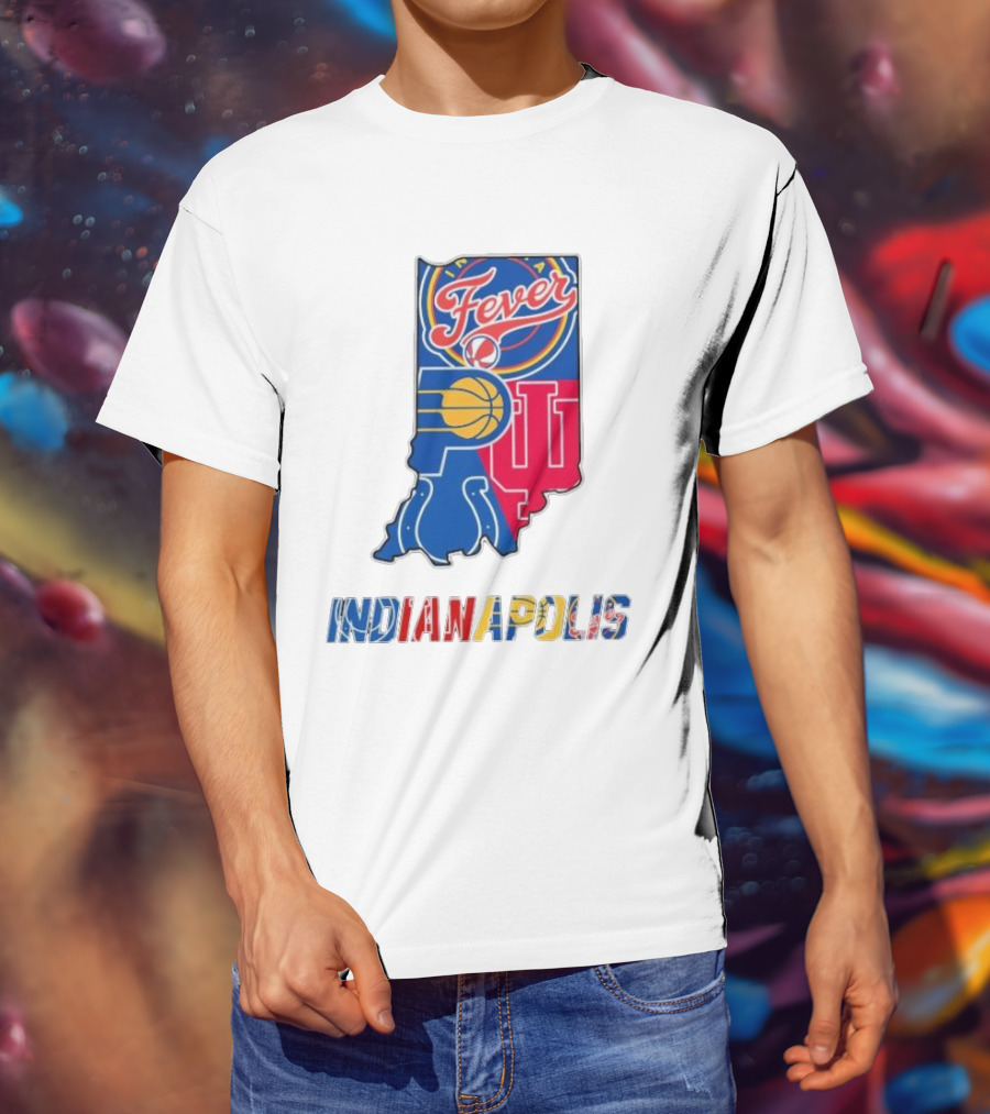 Indianapolis Fever Pacers IU Colts Map T-Shirt