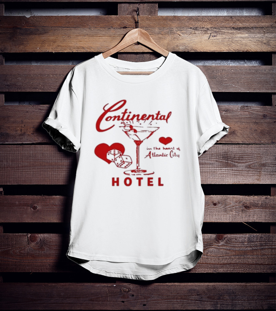 Continental Hotel In The Heart Of Atlantic City With Hearts And Martini Glass T-Shirt