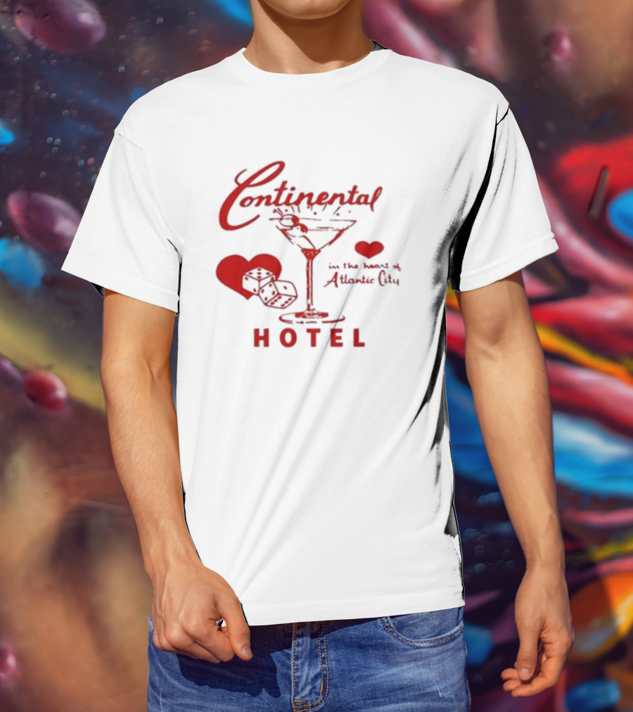 Continental Hotel In The Heart Of Atlantic City With Hearts And Martini Glass T-Shirt