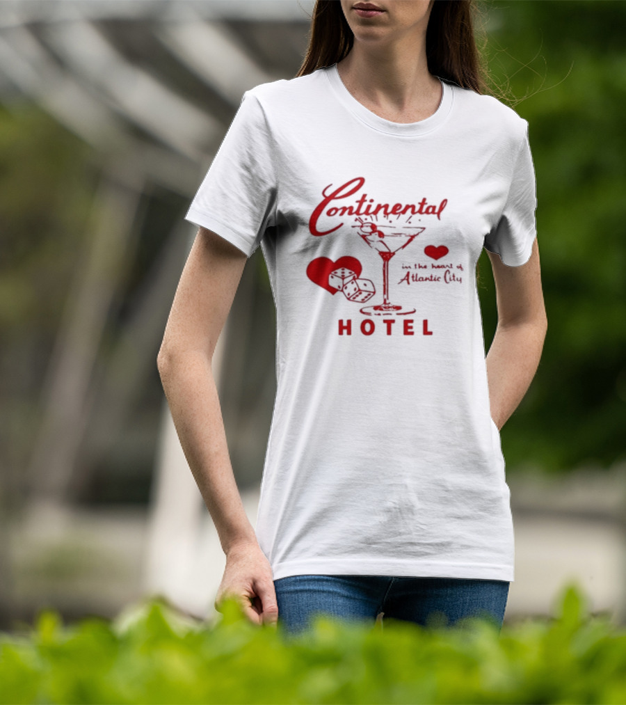 Continental Hotel In The Heart Of Atlantic City With Hearts And Martini Glass T-Shirt