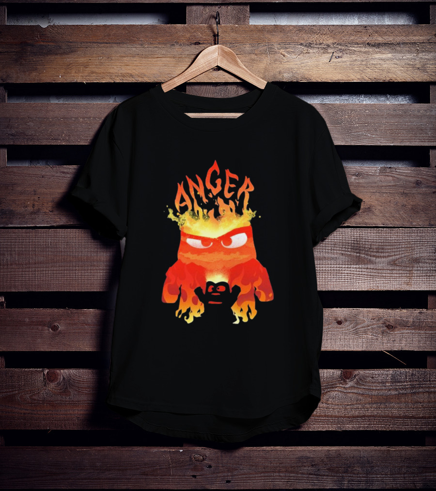Anger Fire Inside Out Movie Character With Flaming T-Shirt