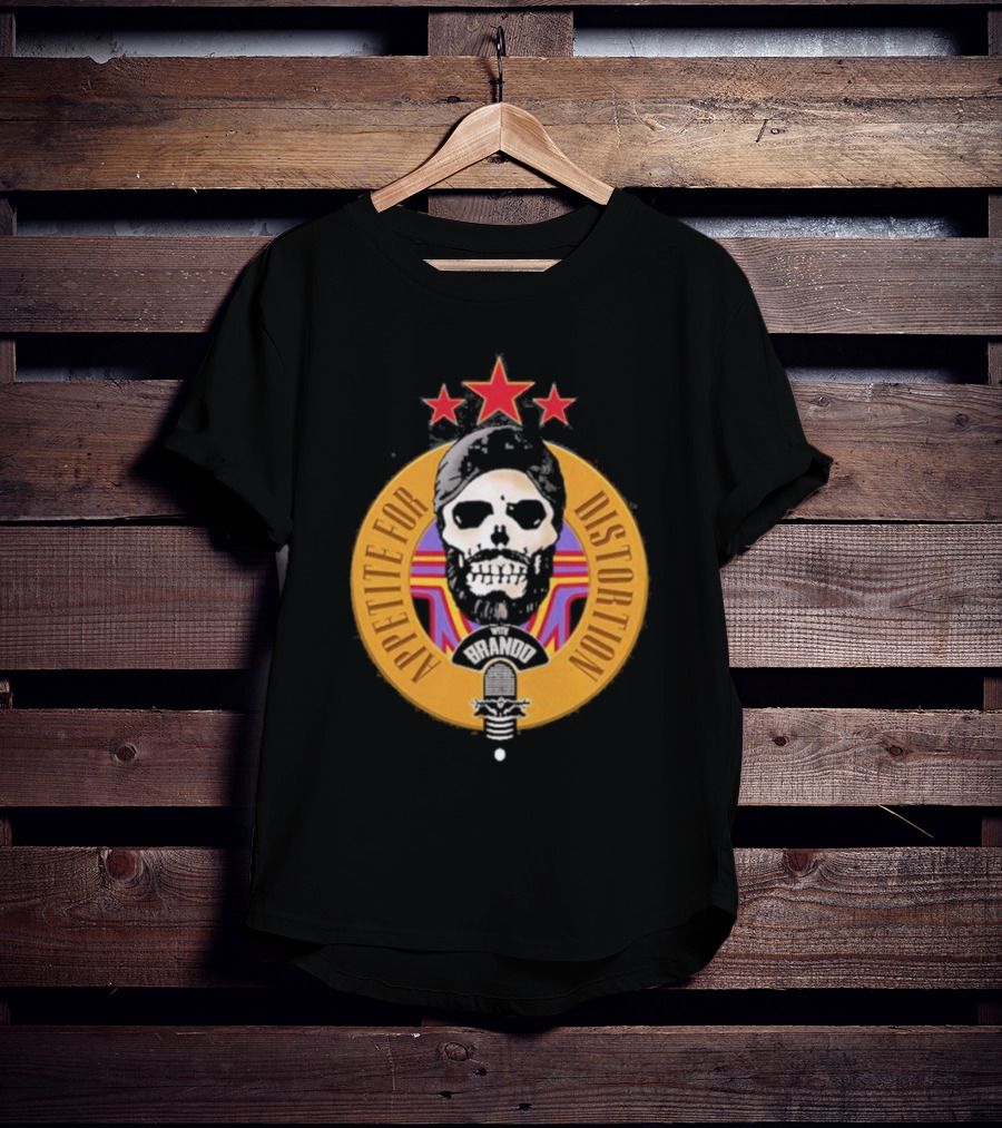 Appetite For Distortion Podcast Brando Skull And Microphone T-Shirt
