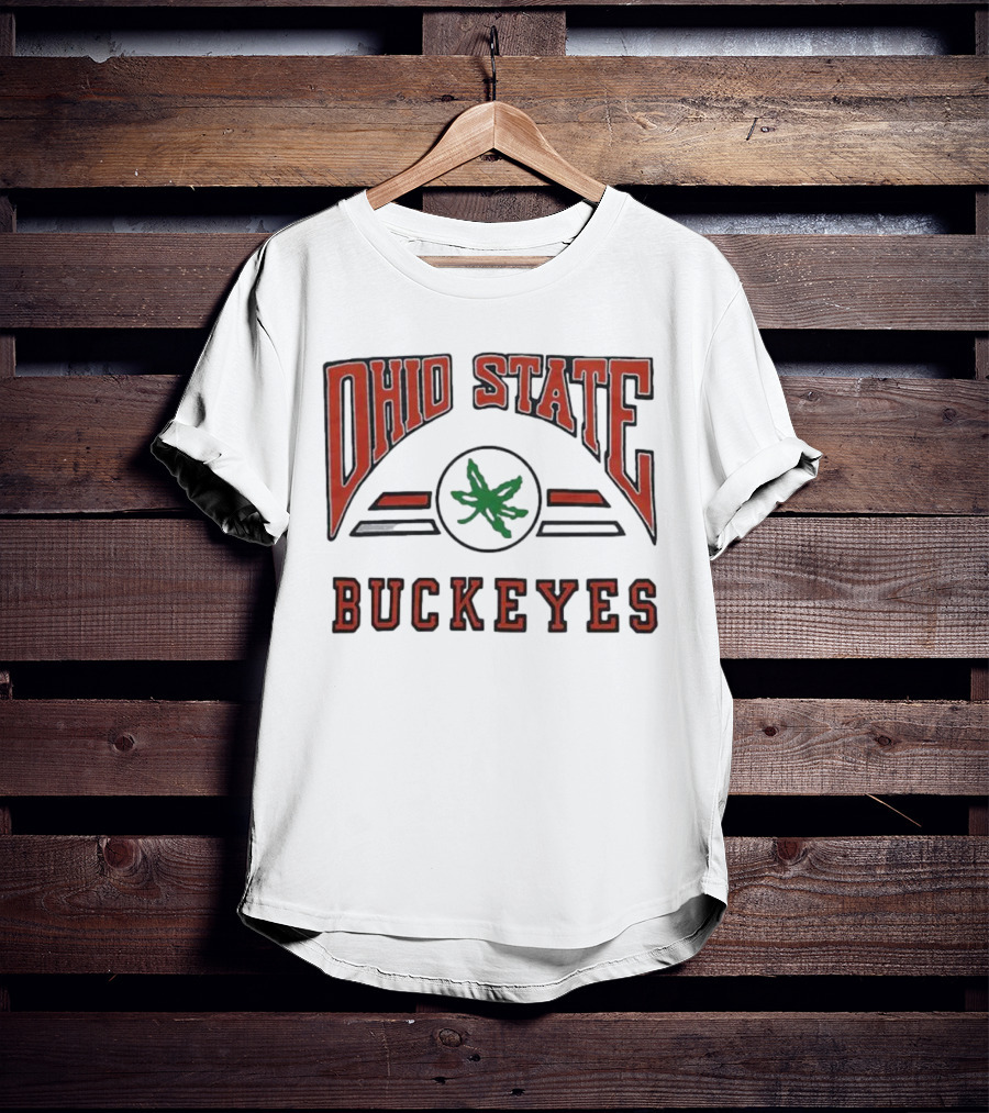 Ohio State Buckeyes Arch With Green Leaf T-Shirt