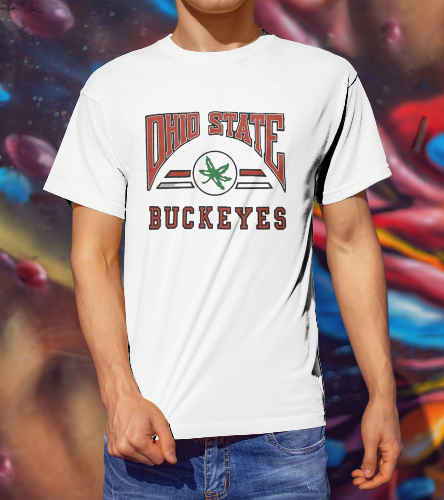 Ohio State Buckeyes Arch With Green Leaf T-Shirt