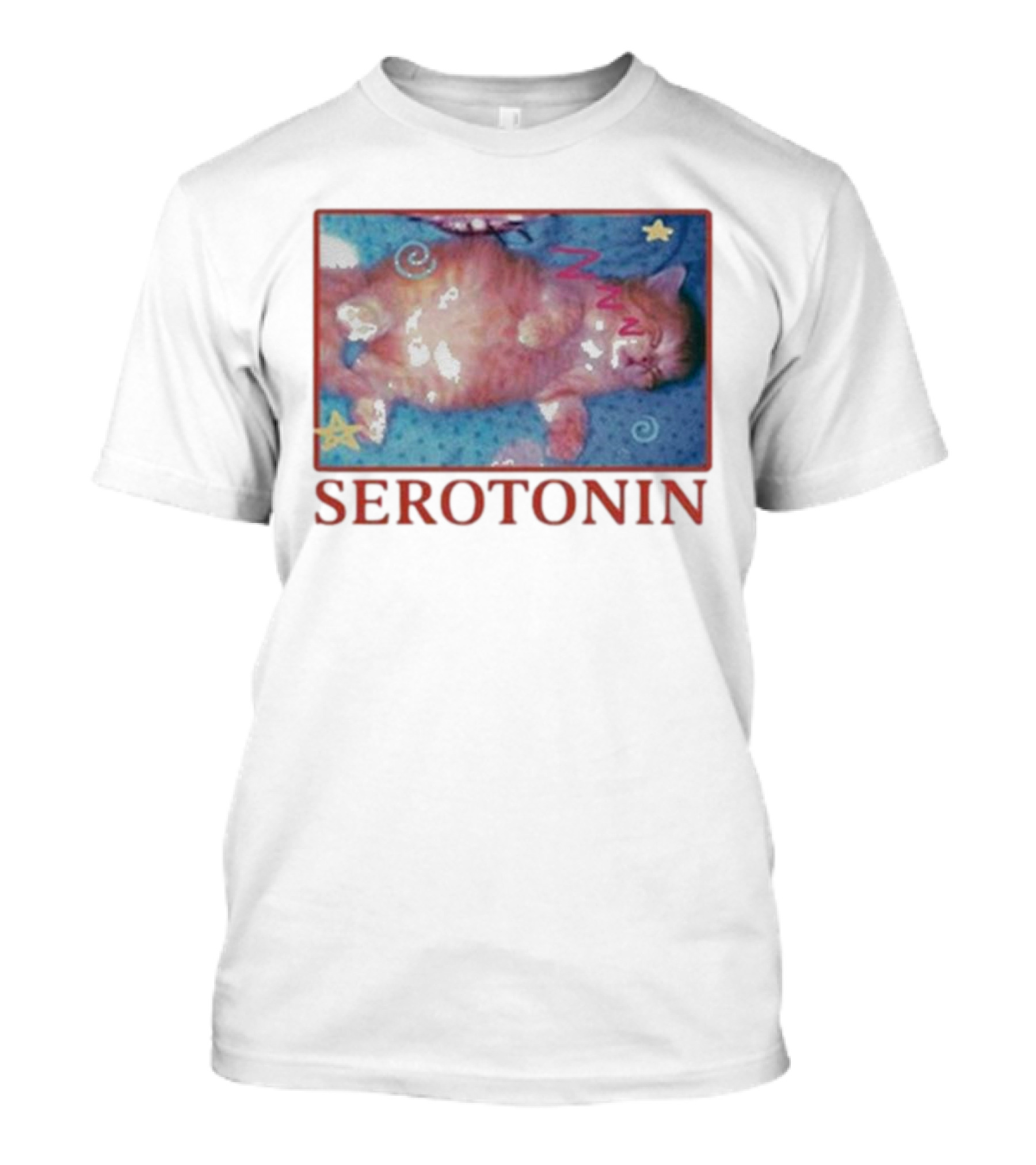 K45ink Serotonin Cat With Stars And Spirals T-Shirt