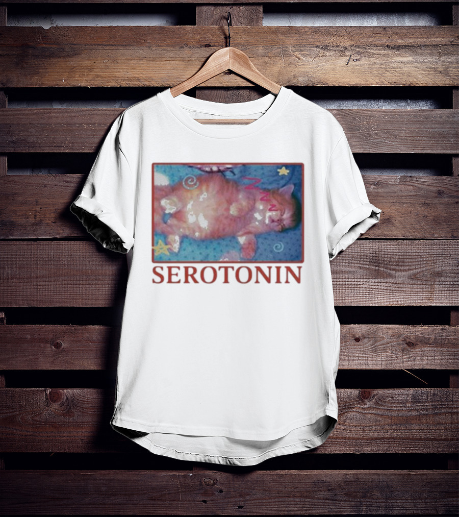 K45ink Serotonin Cat With Stars And Spirals T-Shirt