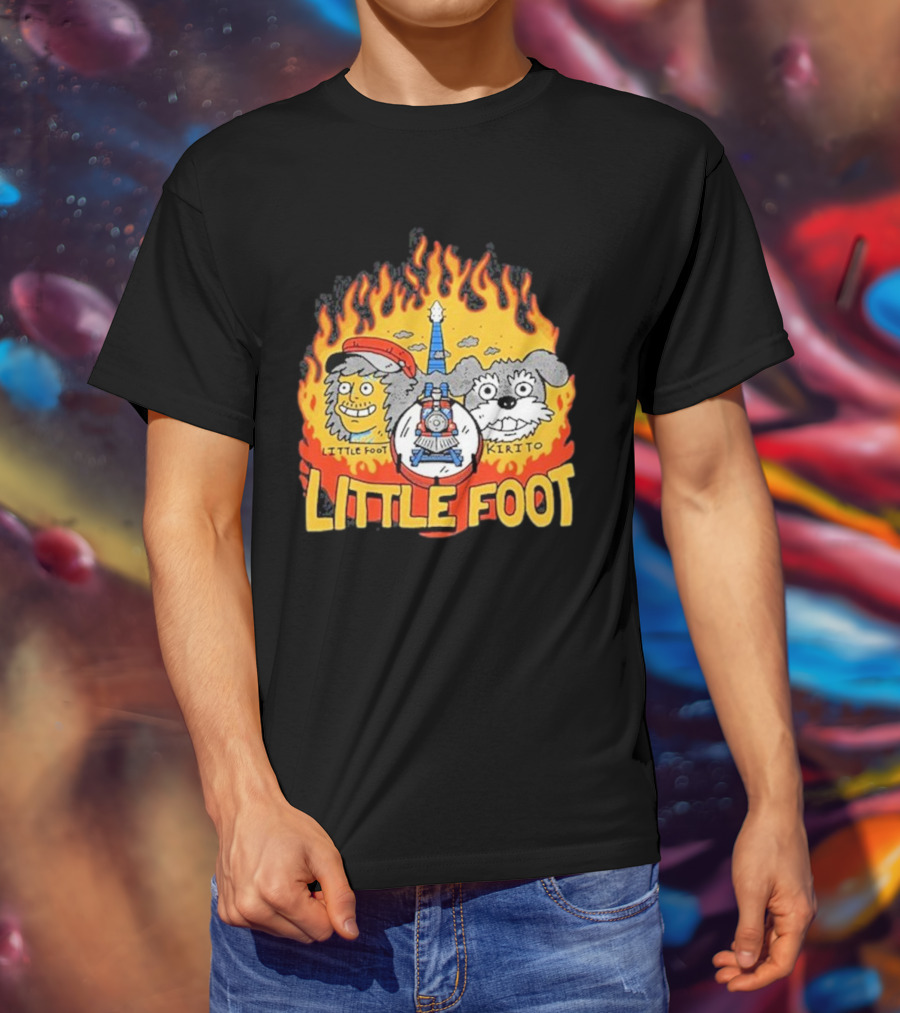 Littlefoot Kirito Littlefoot Kirito Littlefoot Flame Border Cartoon Faces T-Shirt