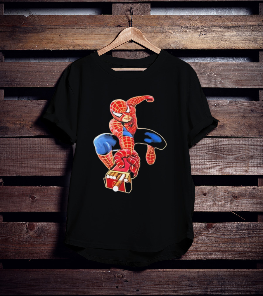 Shithead Steve Superman Smoker Man Spider-Man Cigarette Box Swing T-Shirt
