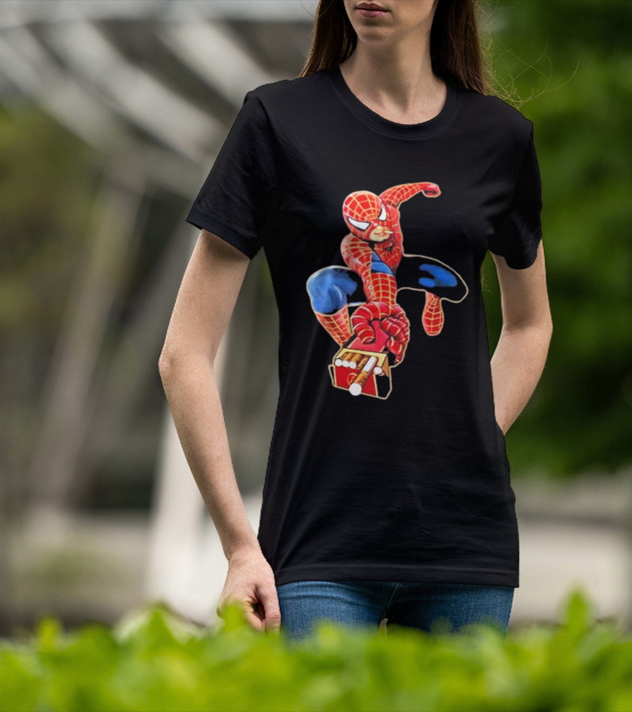 Shithead Steve Superman Smoker Man Spider-Man Cigarette Box Swing T-Shirt