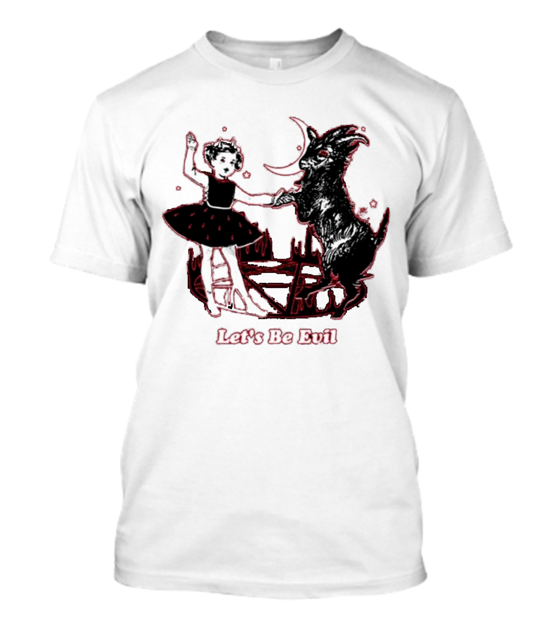 Teenhearts Let's Be Evil With Pentagram Dancing Girl And Goat T-Shirt