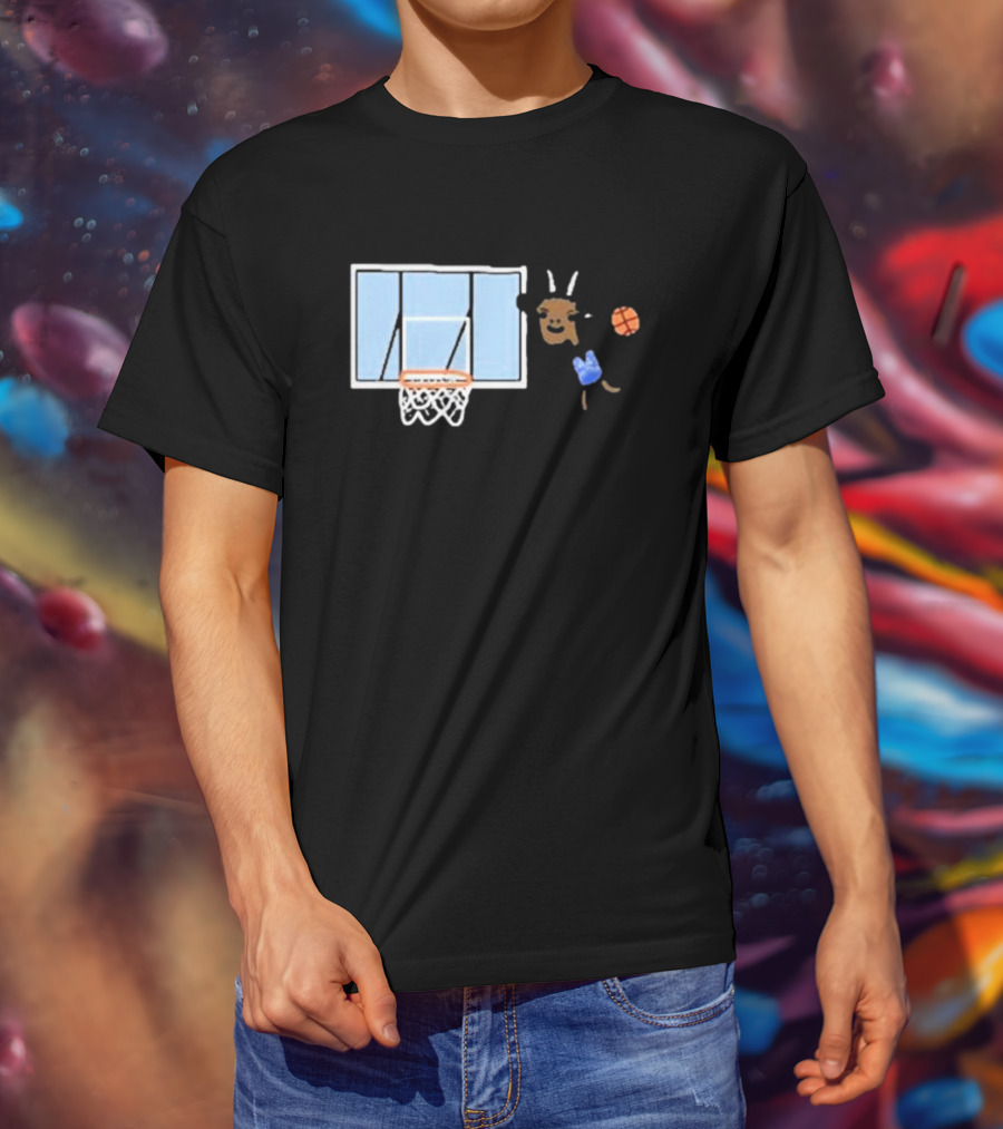 Goat Biles Basketball Dunking Goat With Jersey And Hoop T-Shirt