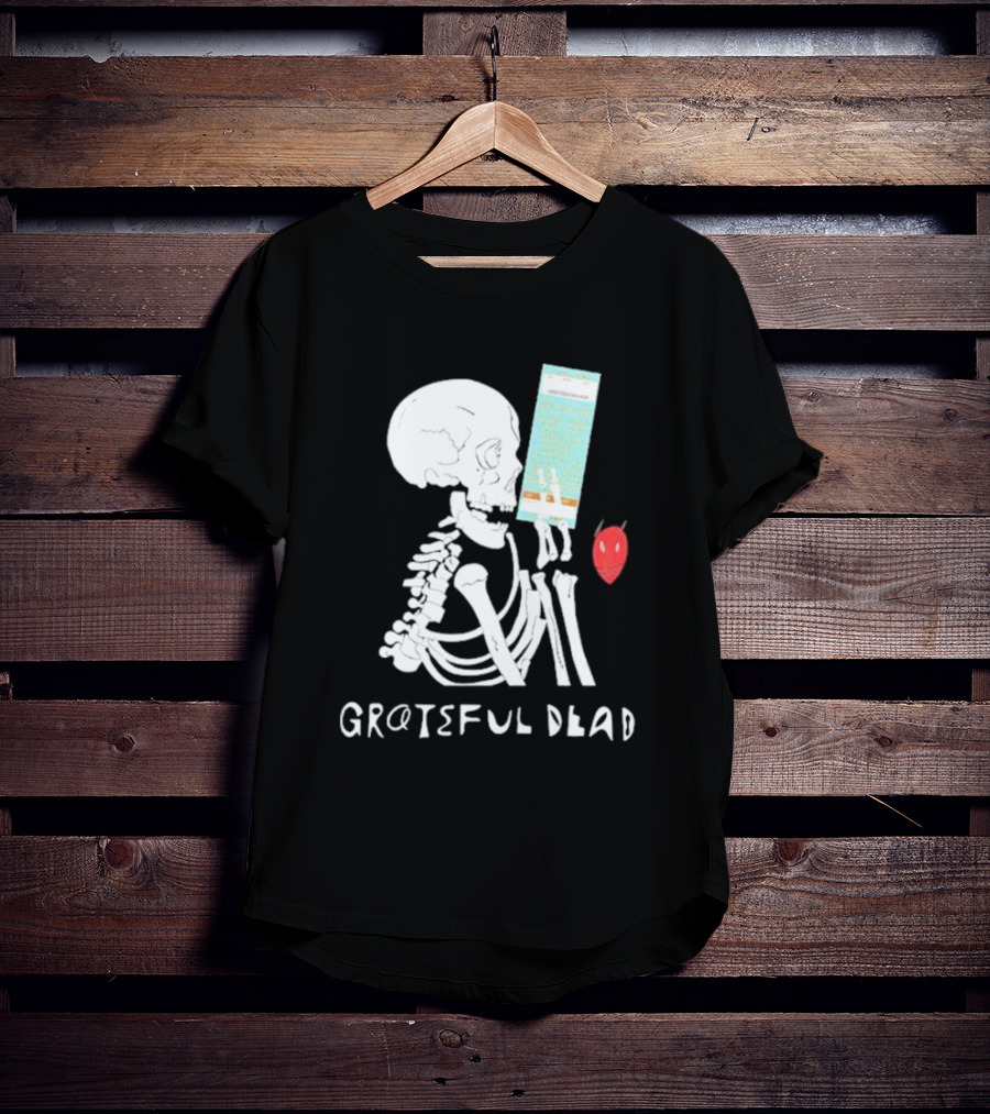 Grateful Dead Friends Of The Devils Skeleton With Ticket And Red Devil Head T-Shirt