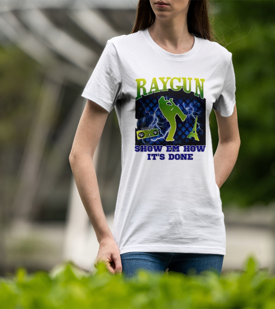 Raygun Show Em How It’s Done Electric Dance Eiffel Tower Boombox T-Shirt