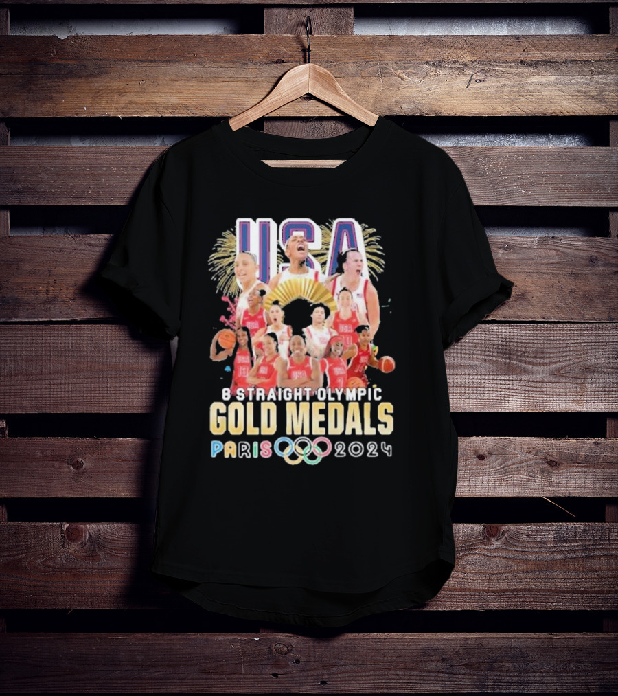 USA Basketball Women Team 8 Straight Olympic Gold Medals Paris T-Shirt
