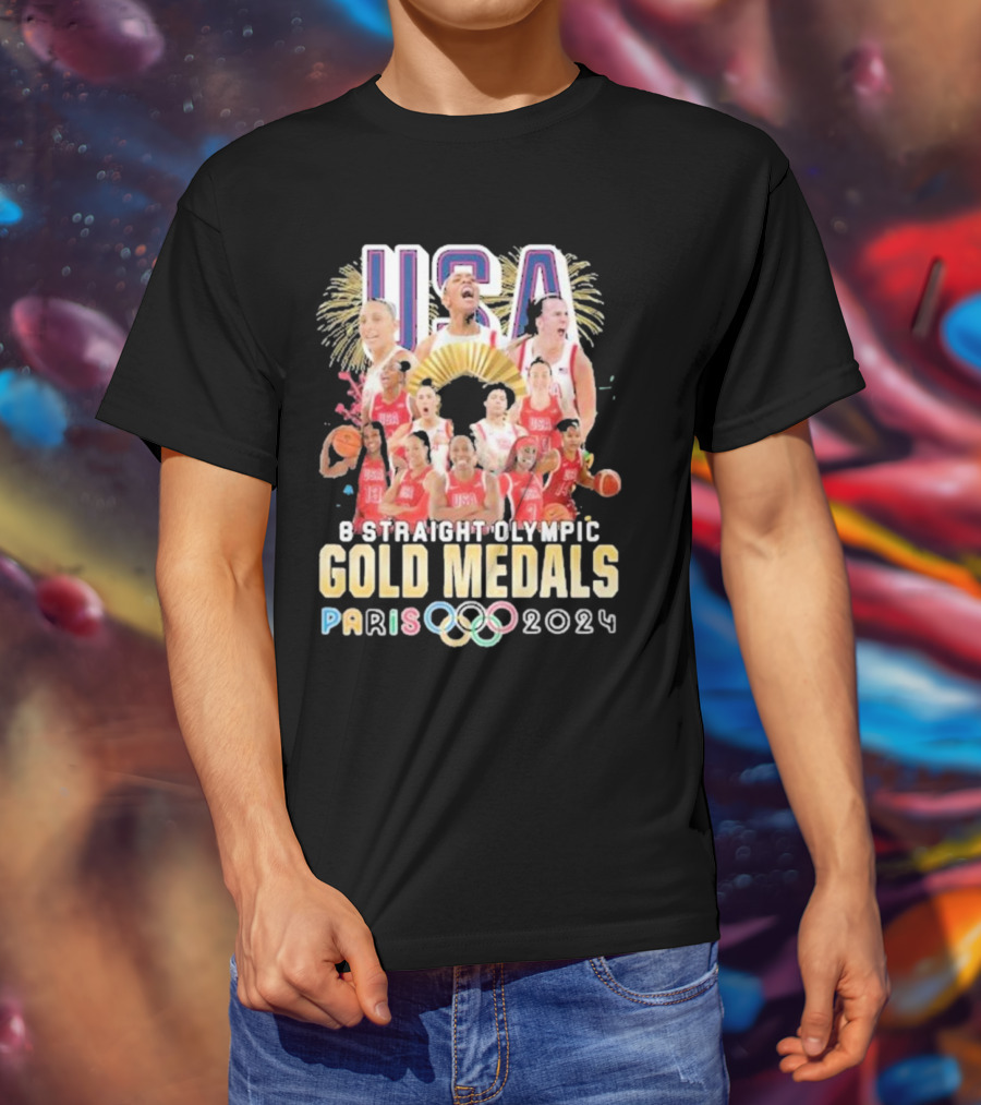 USA Basketball Women Team 8 Straight Olympic Gold Medals Paris T-Shirt
