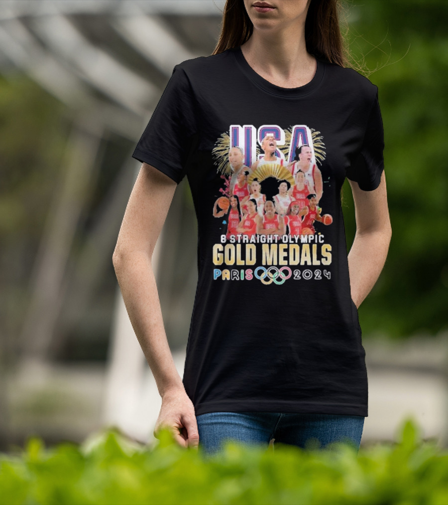 USA Basketball Women Team 8 Straight Olympic Gold Medals Paris T-Shirt