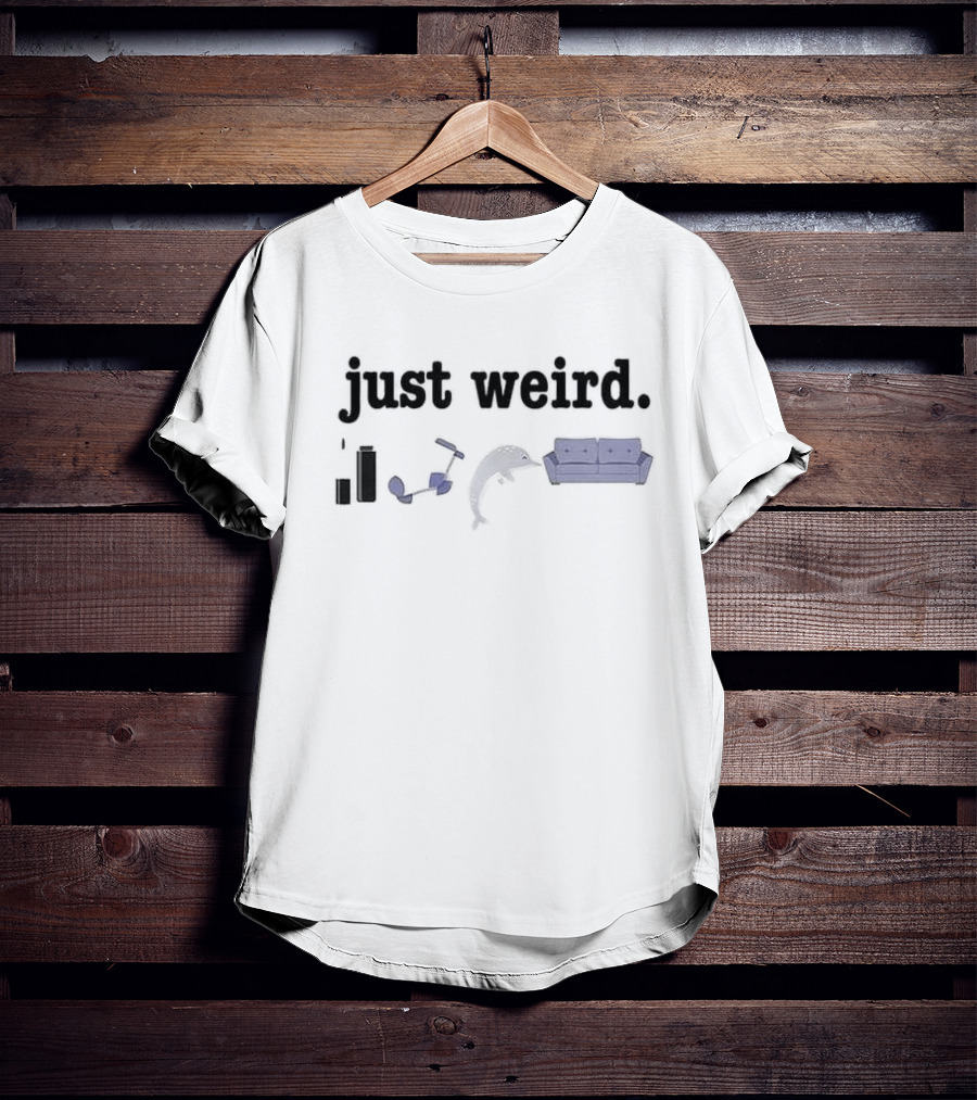 Just Weird Mascara Socks Dolphin Couch Print T-Shirt
