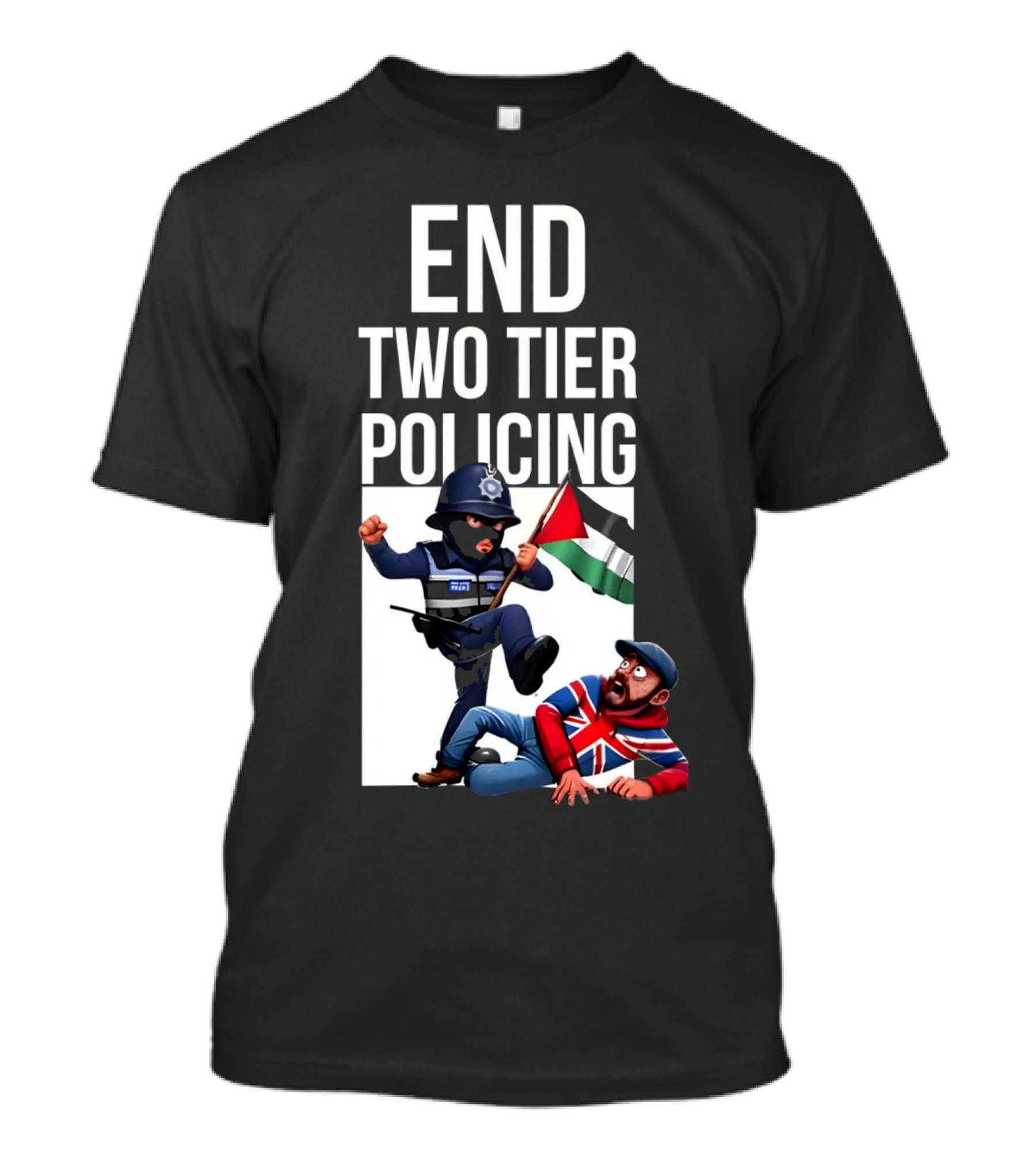 END TWO TIER POLICING British Officer And Palestinian Flag T-Shirt