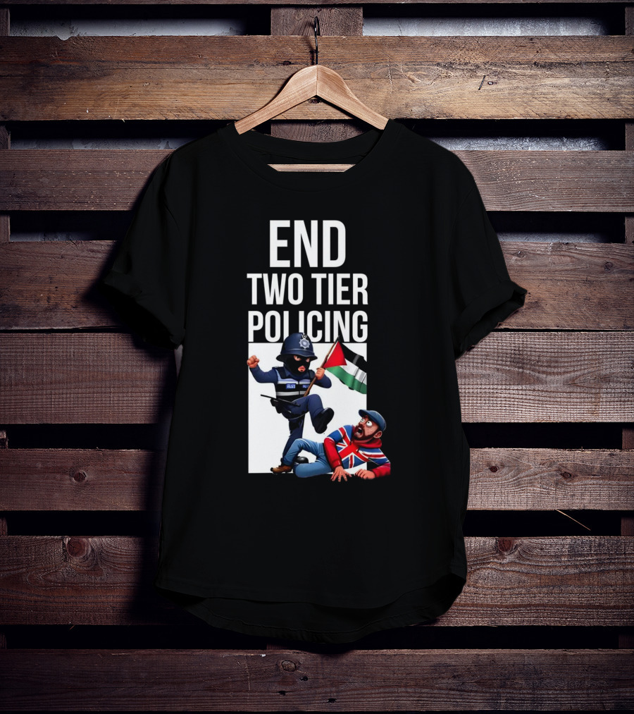 END TWO TIER POLICING British Officer And Palestinian Flag T-Shirt