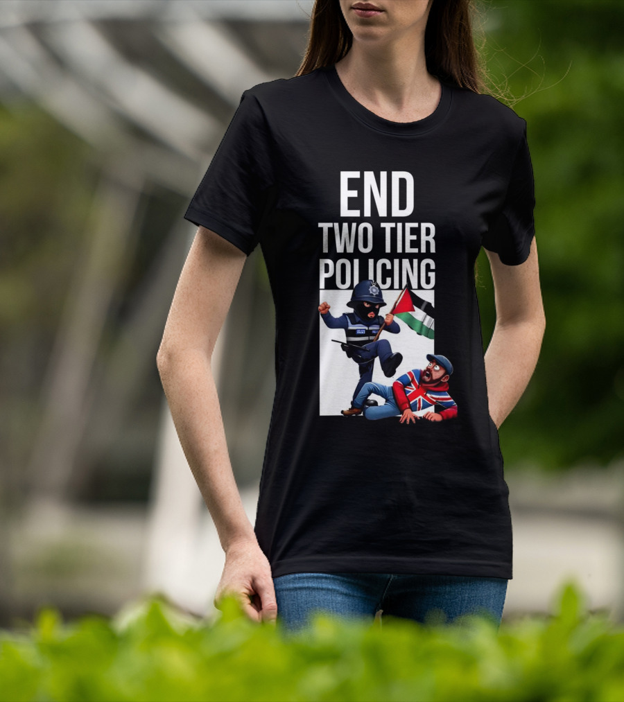 END TWO TIER POLICING British Officer And Palestinian Flag T-Shirt