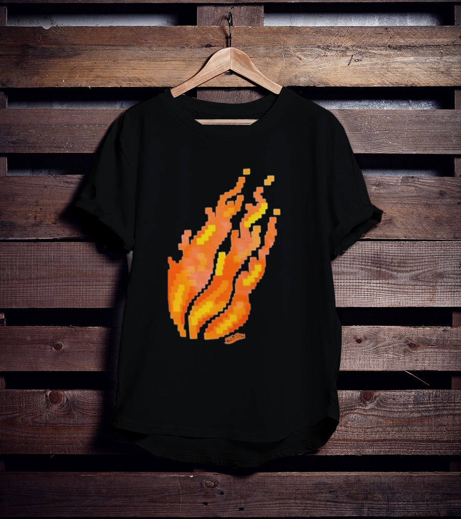 Fire Pixel Flame McLovin Burn Sunset Pixels T-Shirt
