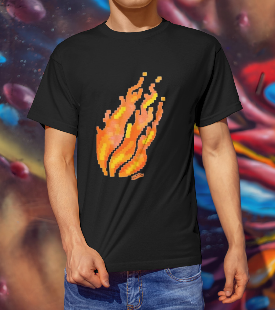 Fire Pixel Flame McLovin Burn Sunset Pixels T-Shirt