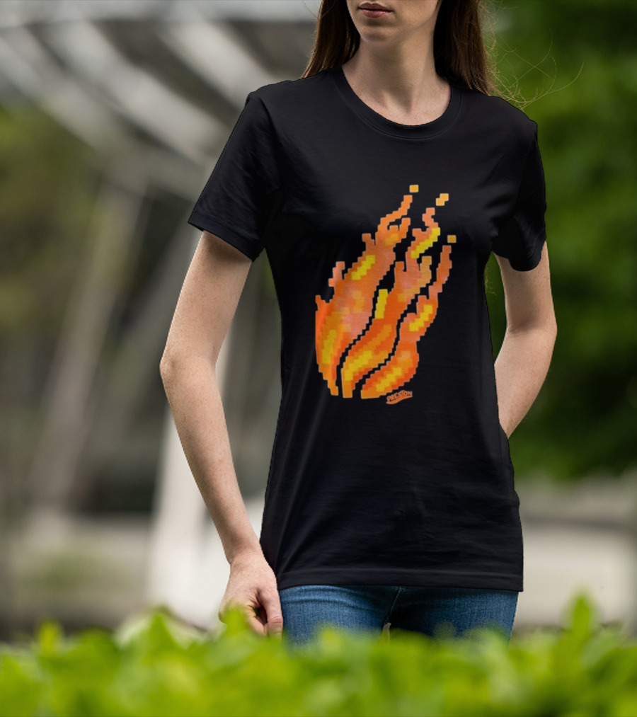 Fire Pixel Flame McLovin Burn Sunset Pixels T-Shirt