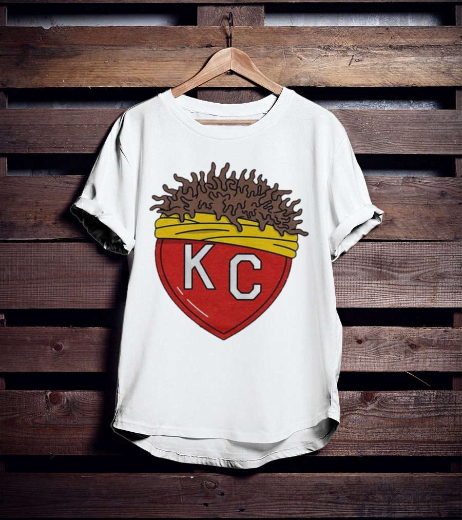 KC Franchise Heart Emblem With Brown Hair And Yellow Band T-Shirt