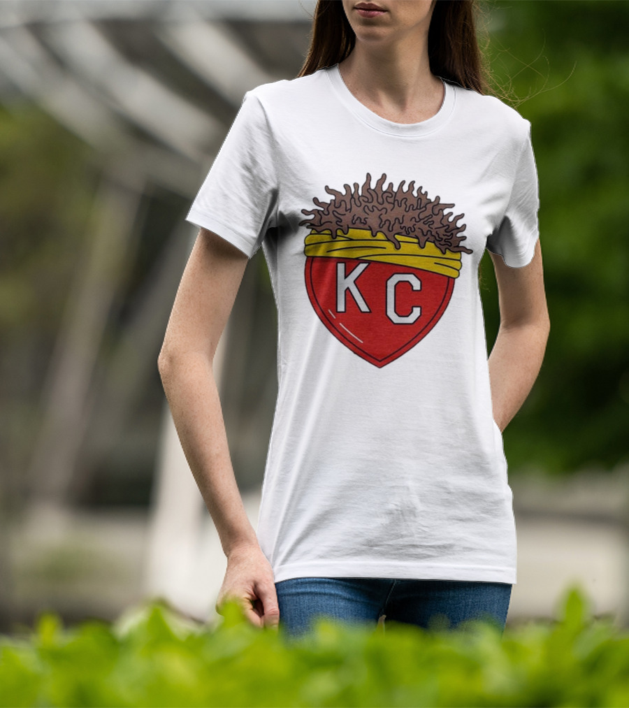 KC Franchise Heart Emblem With Brown Hair And Yellow Band T-Shirt