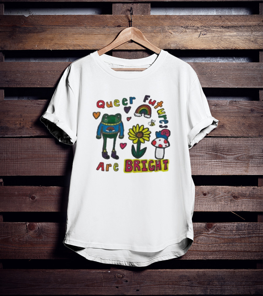Queer Futures Are Bright Frog Rainbow Sunflower Mood T-Shirt