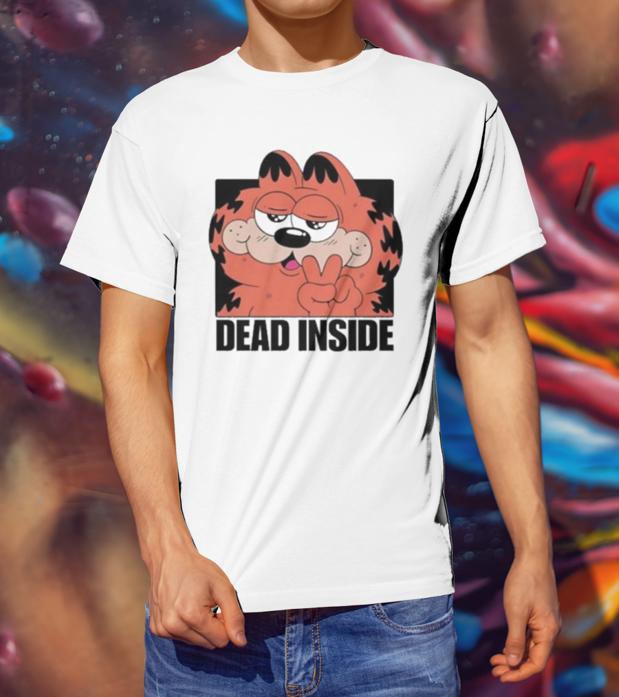 Garfield Dead Inside Peace Sign Sunglasses T-Shirt