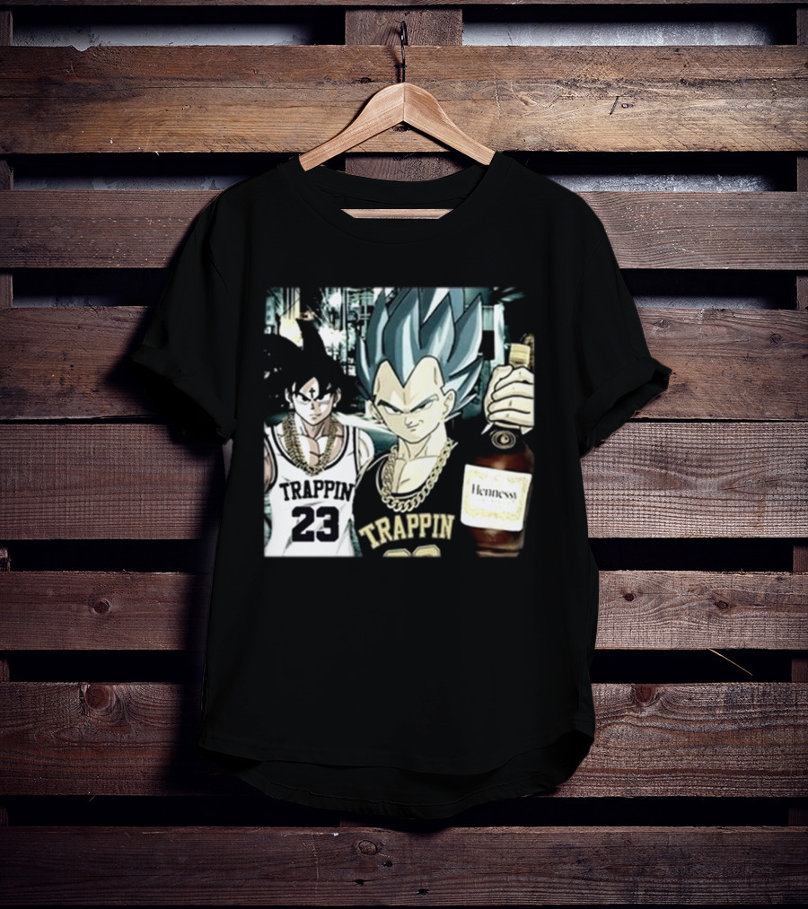 Trappin 23 Goku And Vegeta With Hennessy Bottle T-Shirt
