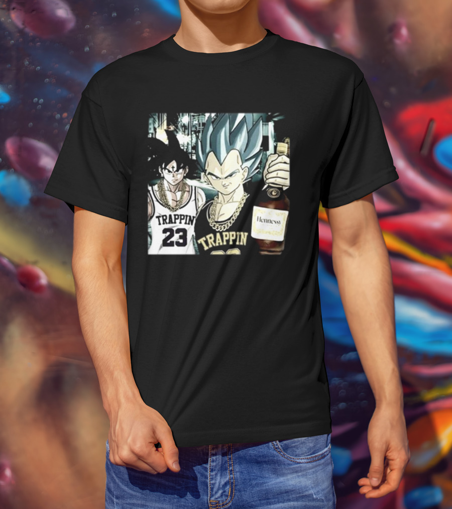Trappin 23 Goku And Vegeta With Hennessy Bottle T-Shirt
