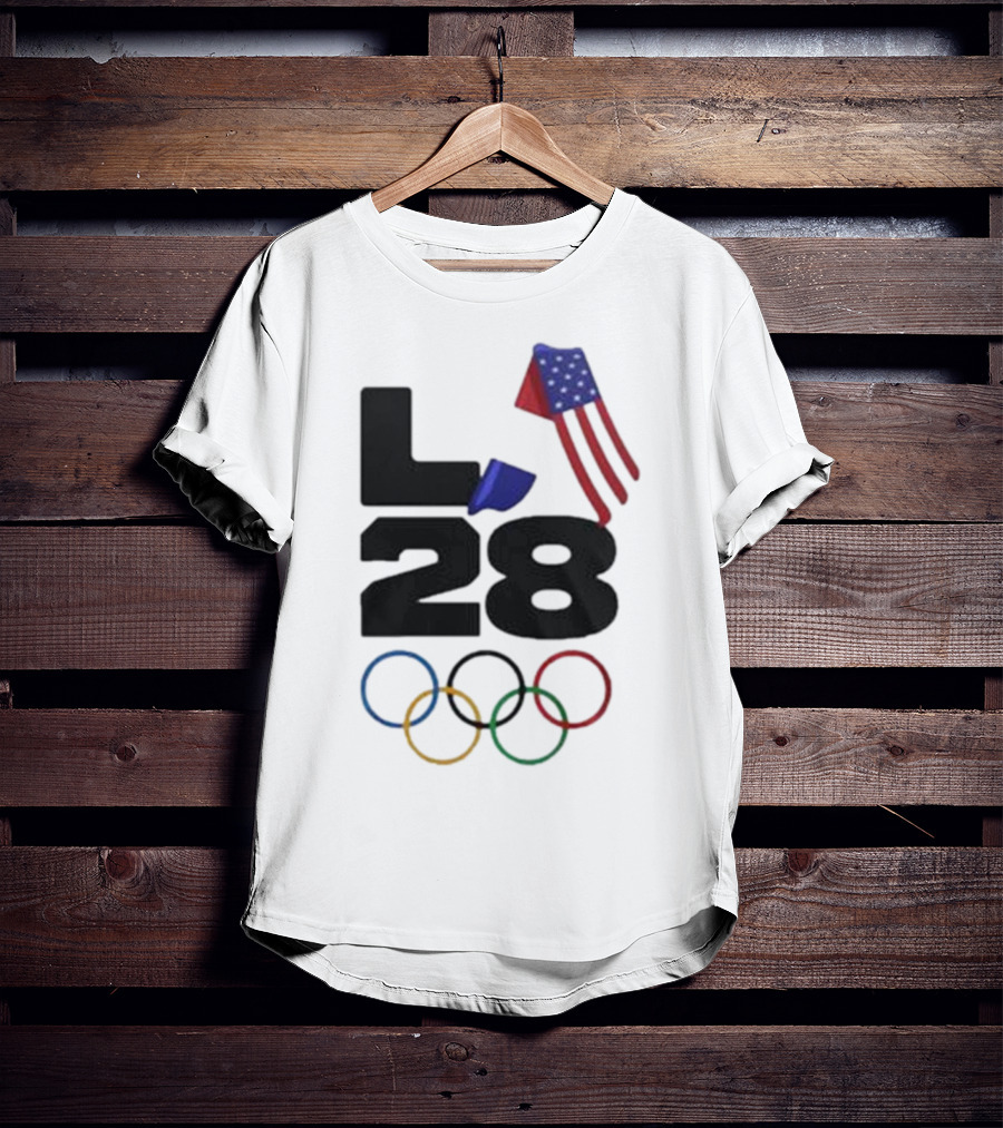 LA 28 Olympics American Flag Rings T-Shirt