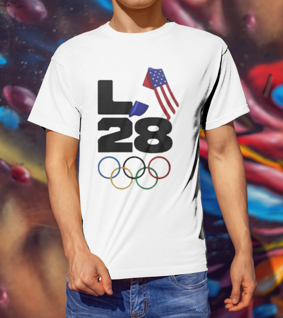 LA 28 Olympics American Flag Rings T-Shirt