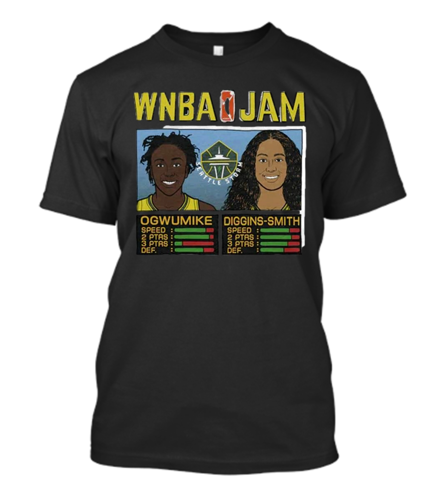 WNBA Jam Seattle Storm Ogwumike Diggins-Smith Basketball Stats T-Shirt