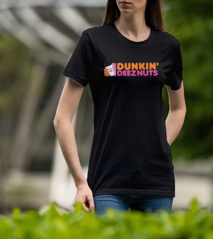 Dunkin Deeznuts Coffee Cup Logo Mockup T-Shirt