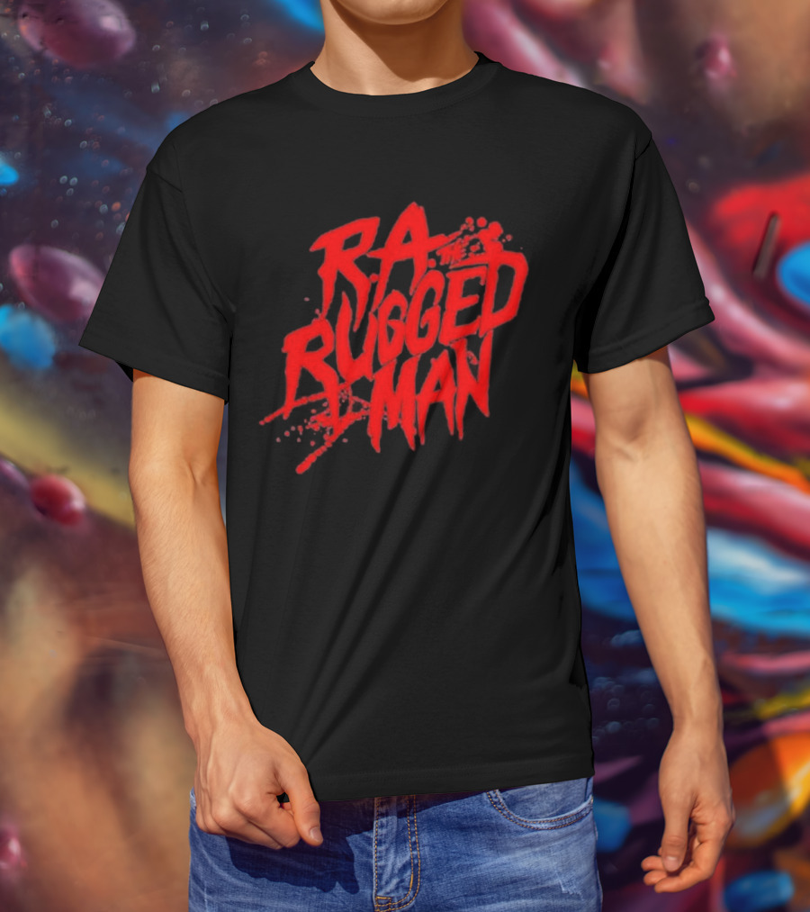 RA The Rugged Man Splattered Text T-Shirt